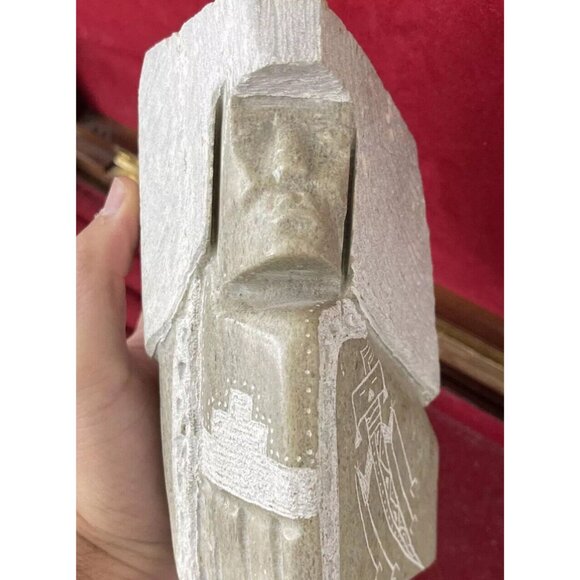 Signed Alabaster Native American Navajo Indian Sculpture Signed by J. KIEN - Picture 4 of 10